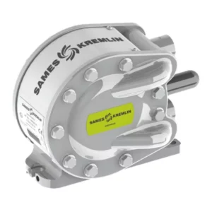 01D140 diaphragm pump with silver housing, bolt fasteners and green Sames Kremlin label