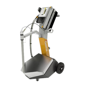 OptiFlex Pro B Spray powder coating unit on a wheeled cart with spray gun and control panel