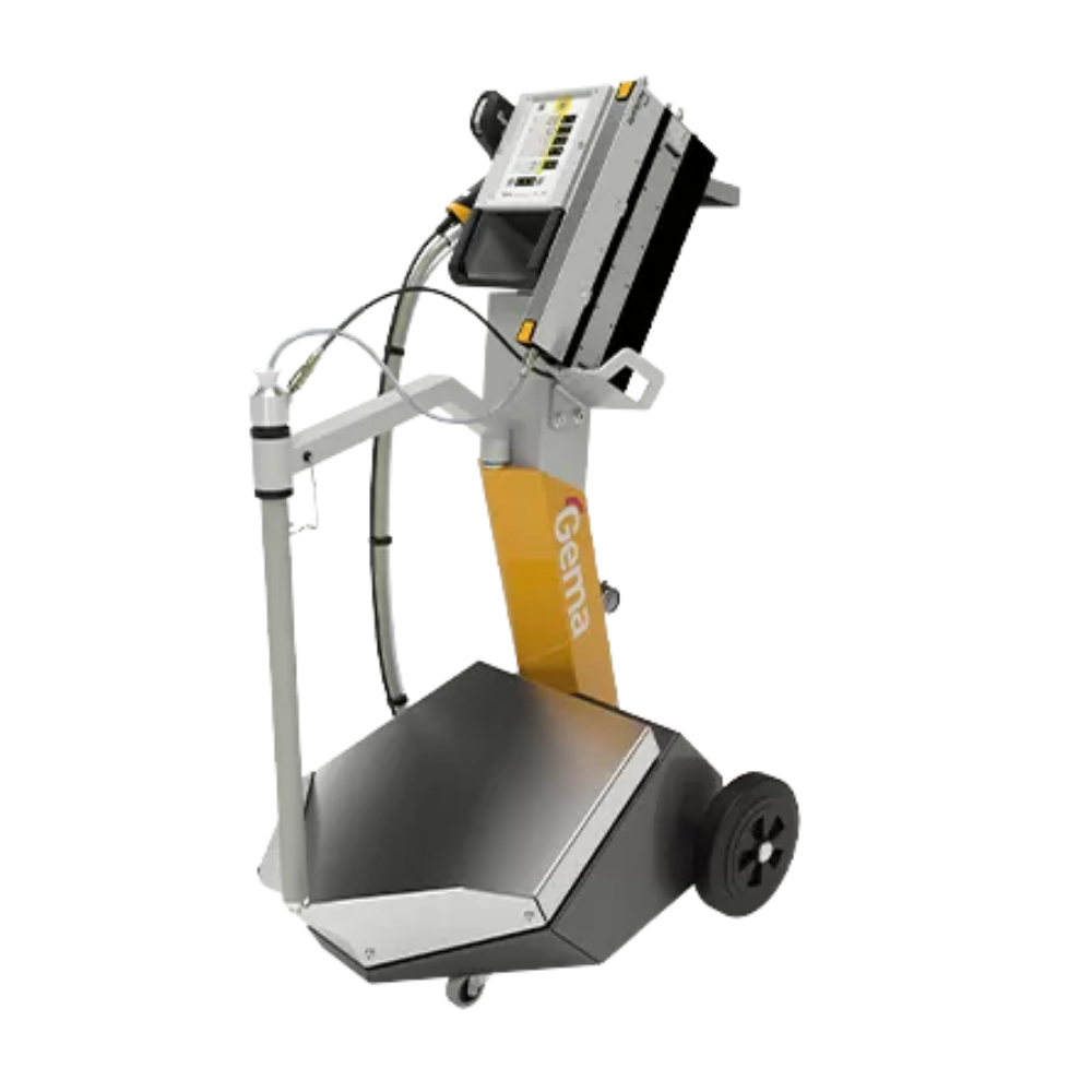 OptiFlex Pro B Spray powder coating unit on a wheeled cart with spray gun and control panel