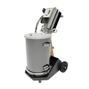 OptiFlex Pro F spray unit with a white hopper, control panel and wheeled base