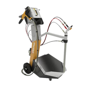 OptiFlex Pro Q mobile powder coating unit with control panel, spray gun, hoses and wheeled cart
