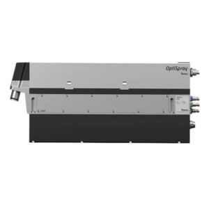 OptiSpray AP02 application pump with a long grey rectangular housing and side fittings