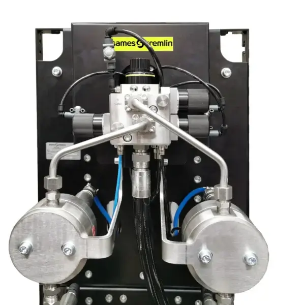 Cyclomix Evo industrial fluid mixing and dispensing unit with twin stainless steel containers