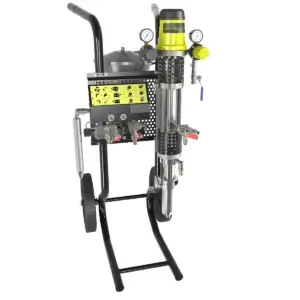 Sames Kremlin PU 2125 F spray machine with pressure gauges, controls and twin support legs