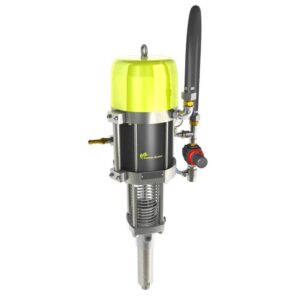 40C50 WB airless paint pump with a translucent yellow-green top and stainless steel lower assembly
