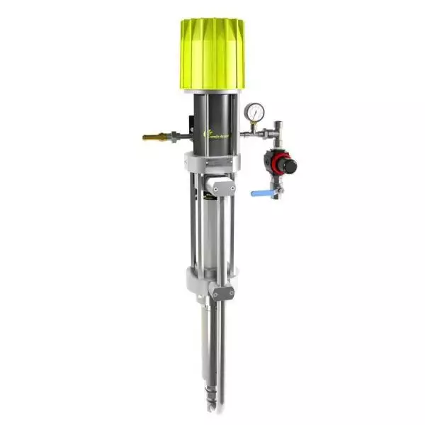 04F240 Airspray paint pump with a lime green top, metal shaft and pressure controls