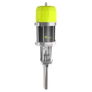 08C240 Airspray paint pump with a bright green top and stainless steel lower shaft