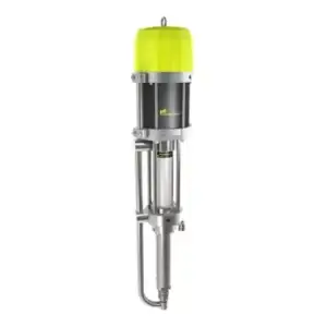 16F240 Airmix Flowmax paint pump with a bright green motor housing and stainless steel shaft