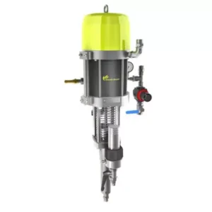 40C100 WB airless paint pump with lime green top and stainless steel components