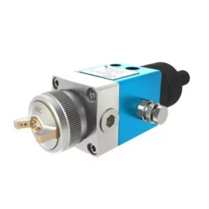 Blue and silver A28 HPA automatic airspray spray gun with brass nozzle