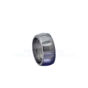 Metallic air cap ring with oval openings, shown at an angle on a white background