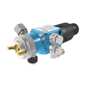 A29 HTI automatic airspray spray gun with blue body, silver fittings and black adjustment knob