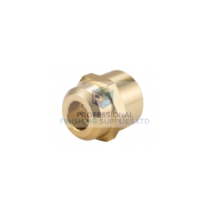 Brass-coloured cylindrical packing holder with a hollow centre