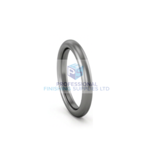 Black rubber tip seal ring standing upright on a white background