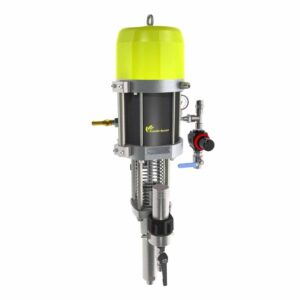 20C100 Airmix paint pump with lime green air motor and stainless steel fluid section